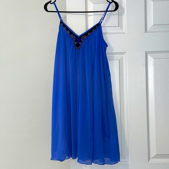 A6 - 312 ⚡️🌈 Express Blue / Purple Mini Dress size Small - Picture 3 of 9